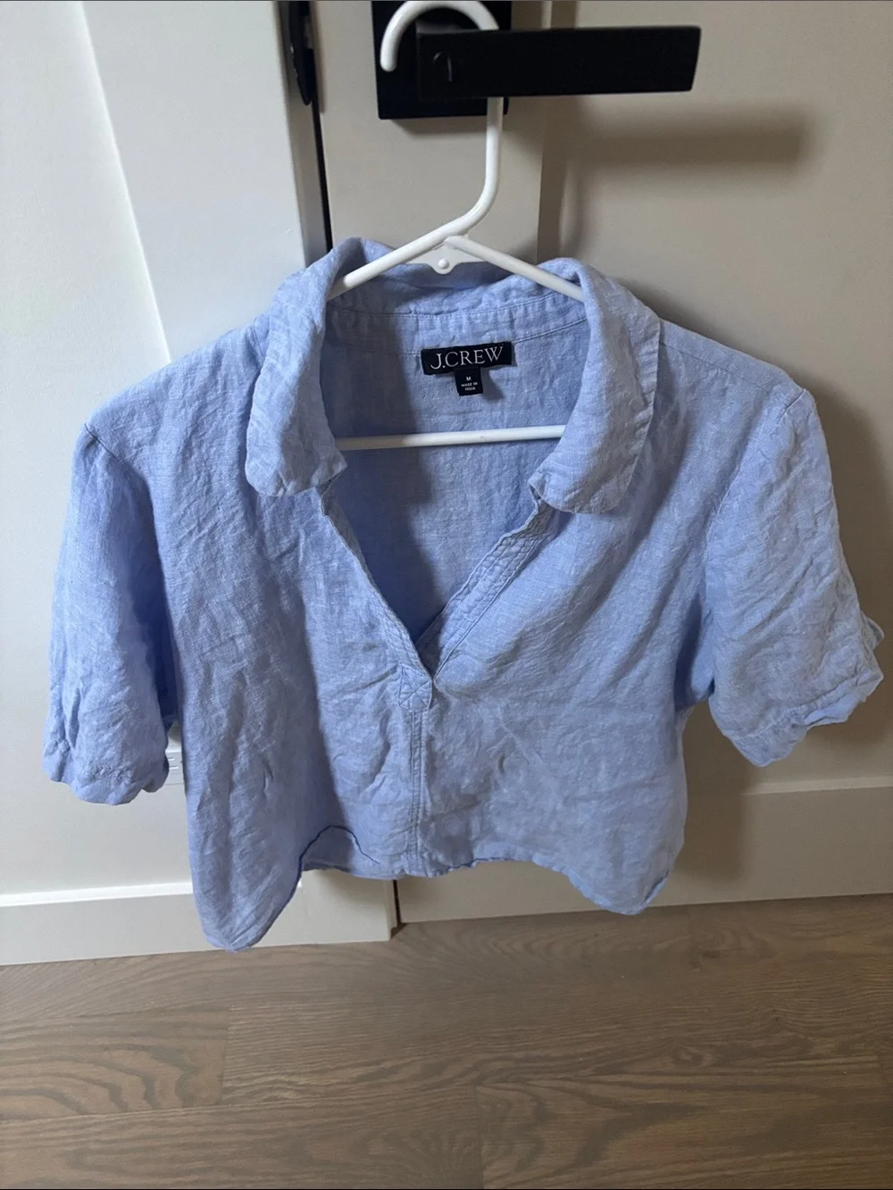 J. Crew Light Blue Linen popover